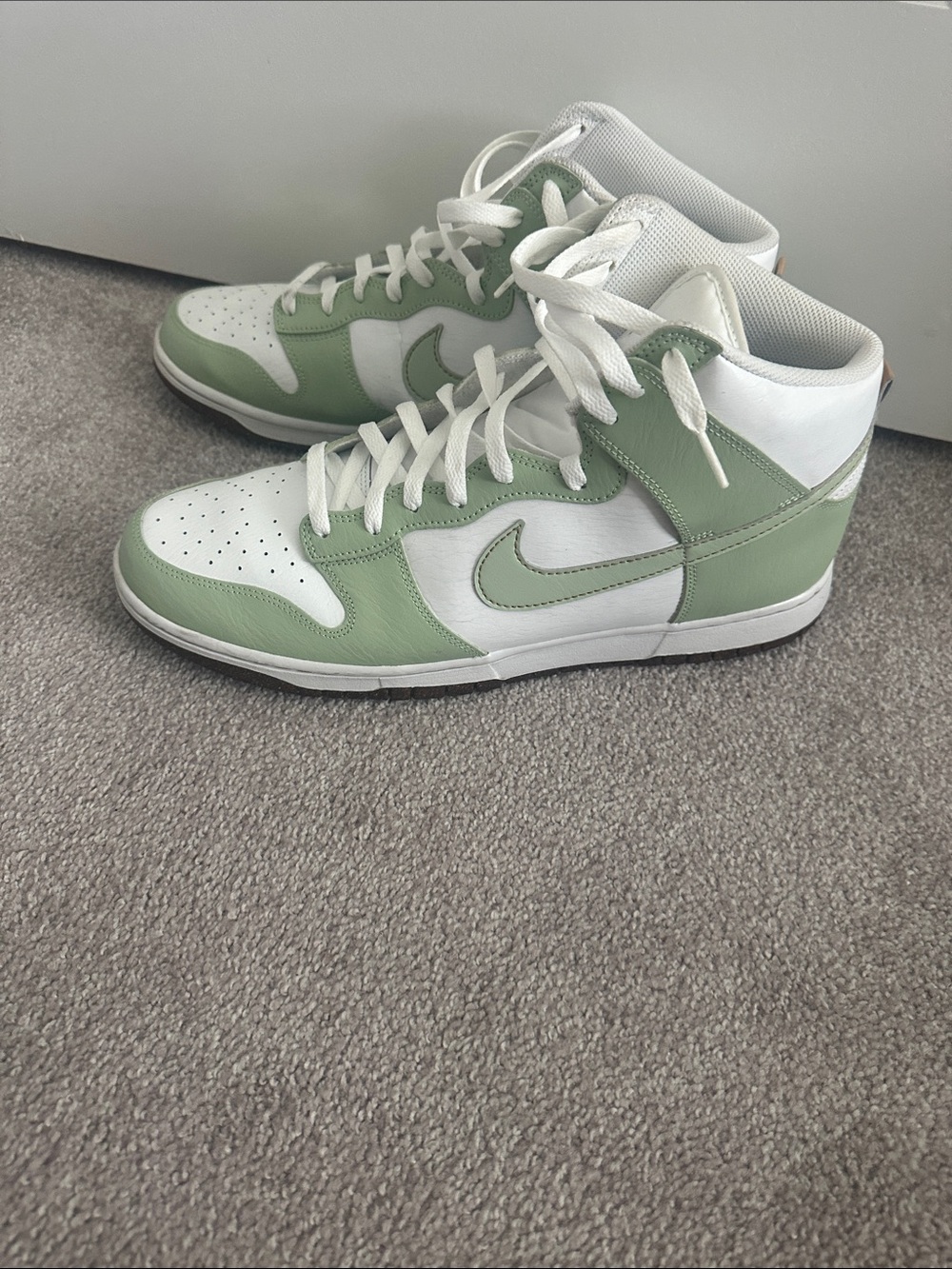 Nike Men’s  High-Top Sneakers in White and Sage